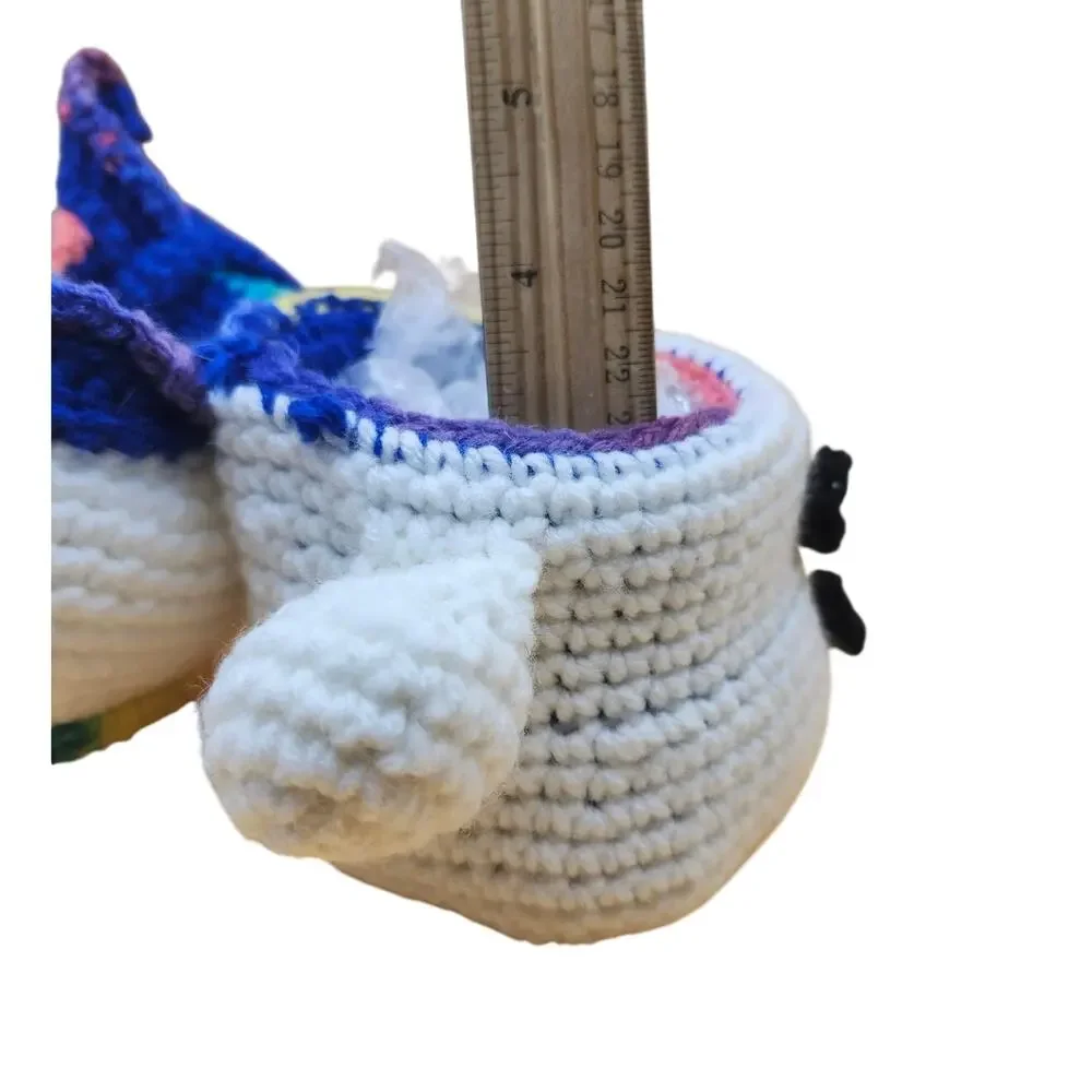 Hand Crocheted Amigurumi Snowman Figure Statuette Trinket Box Storage 9 Inches